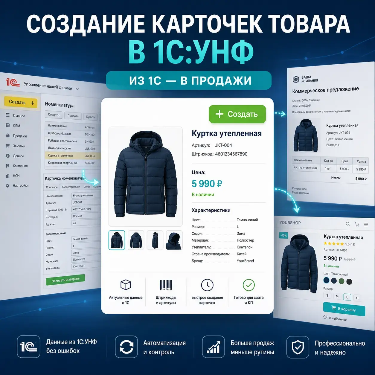 Услуга по созданию и оптимизации карточек товара в 1С: